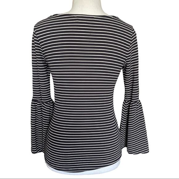 Frame Knit Boat Neck Bell Sleeve Striped Top XS - Picture 5 of 9